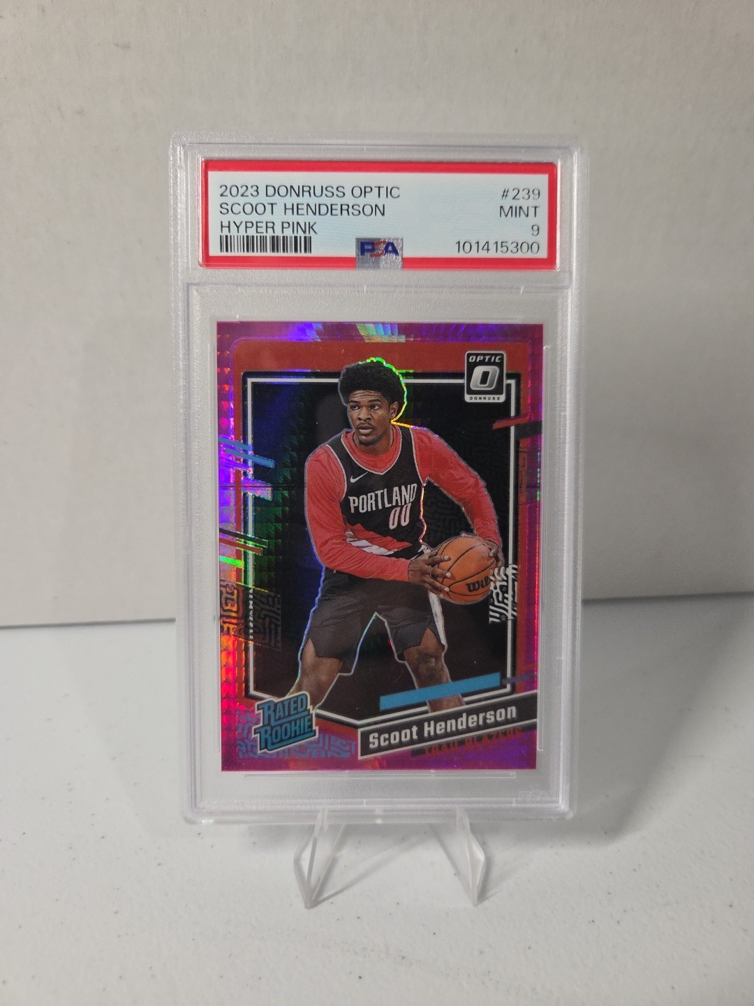 2023 Donruss Optic Rated Rookie Scoot Henderson #239 Pink Hyper Prizm (RC) PSA 9