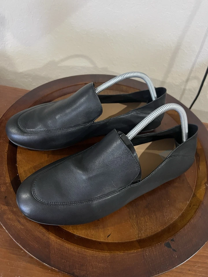 Mocasines FitFlop Allegro de cuero negro aplastado para mujer talla 10 Dynamicush Foto 3 de 4