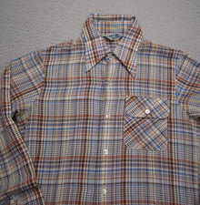 Vintage Levis Shirt Mens M Plaid Button Up Wildfire Western 70s USA