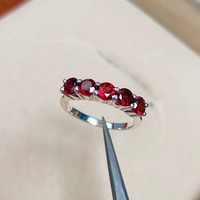 NatüRlicher Roter Granat Edelstein Ewiger Bandring In 925 Sterlingsilber I894