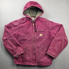 Carhartt WJ141 648 Sherpa Lined Hooded Jacket Raspberry Pink Girls Large 12/14