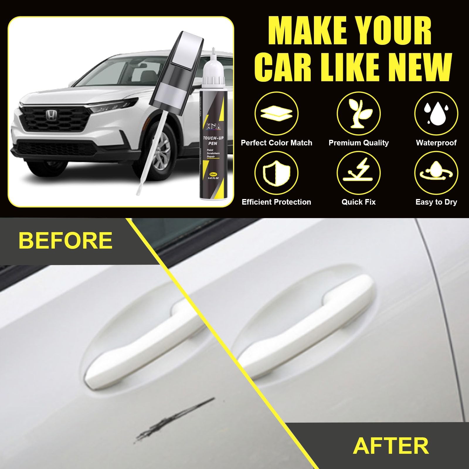 Sonic Gray Pearl(NH-877P) for Honda Touch Up Paint, Car Scratch Remover for N...