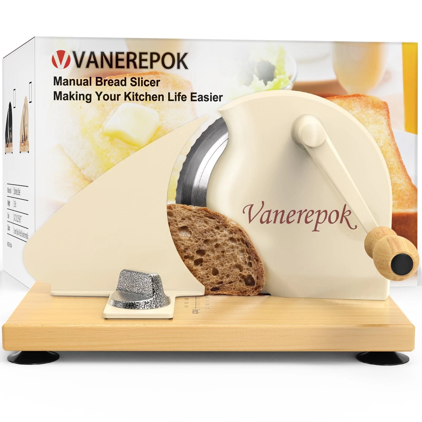 vanerepok Manual Bread Slicer for Homemade Sourdough Bread Versatile Hand Cra...