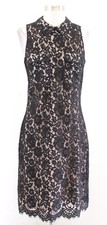 J Crew Black Lace Illusion Collar Pocket Accent Sheath Dress Size 4T 4 Tall