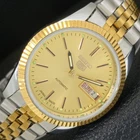 VINTAGE REFURBISHED SEIKO 5 AUTOMATIC JAPAN MENS GOLDEN DIAL WATCH a442103-d