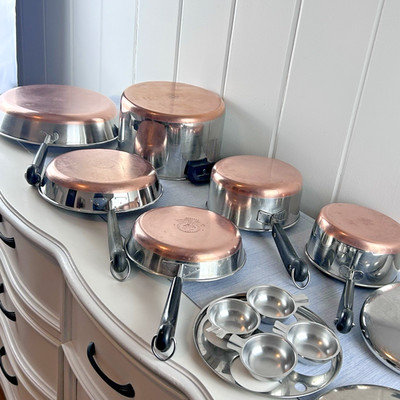 Vintage Revere Ware Copper Bottom 19 Piece Cookware Set USA CLEAN!