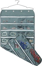 Hanging Jewelry Organizer,Accessories Organizer,56 Zipper Pocket Grey-Zipper