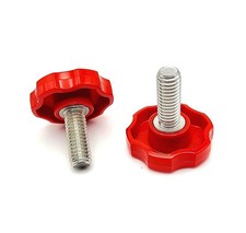 3/8" x 1" Thumb Screw Bolts with Red Round Hex Head Clamping Knob Plastic Cap...