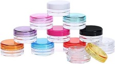 10 Pack Mini Plastic Cosmetic Jars, Refillable Travel Containers for Face Cre...