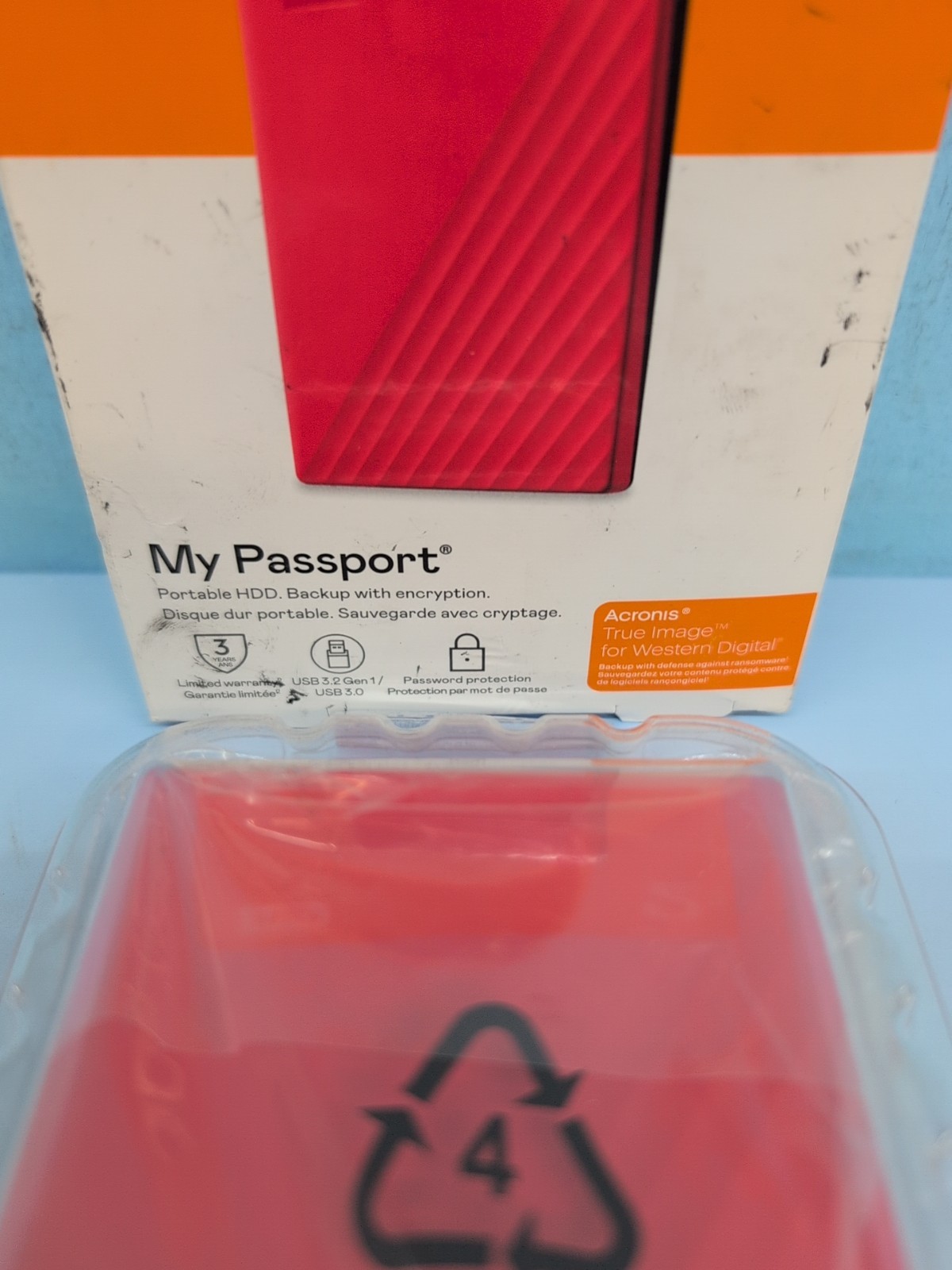 Western Digital WD My Passport 2TB Portable External Hard Drive USB 3.0/3.2 Red