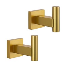 2 Pack Gold Bath Towel Hook Stainless Steel Wall Mount Robe Clothes B02G2