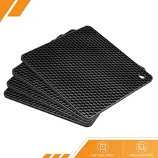 4pack Silicone Trivet Mats Square Hot Pans Pads Hot Pots Pans Holder Black