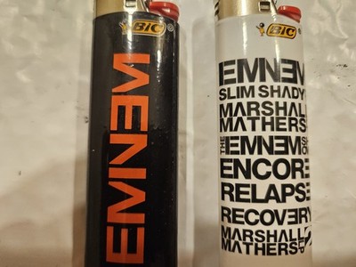 2 BIC Eminem Collectible Disposable Lighters Set Black White Slim Shady