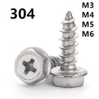 M3 M4 M5 M6 304 Stainless Steel Cross Recess Hex Flange Head Self Tapping Screws