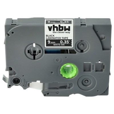 Schriftband für Brother PT P700 RL700S H100LB H100R E100VP Weiß/Schwarz 9mm 8m