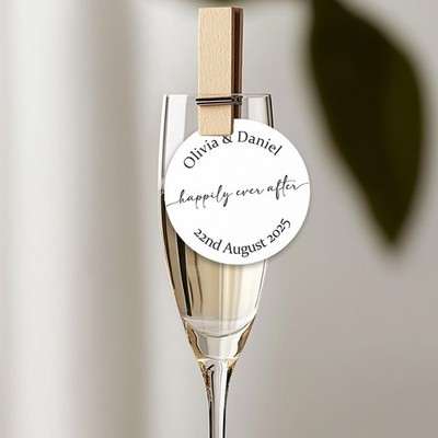 Personalised Happily Ever After Drink Toppers Edible Wafer Rice Paper Monochrome