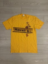 Vintage 70s Hawaii Men's Yellow Hawaii T-Shirt Poly Tees Hi Cru Stedman M