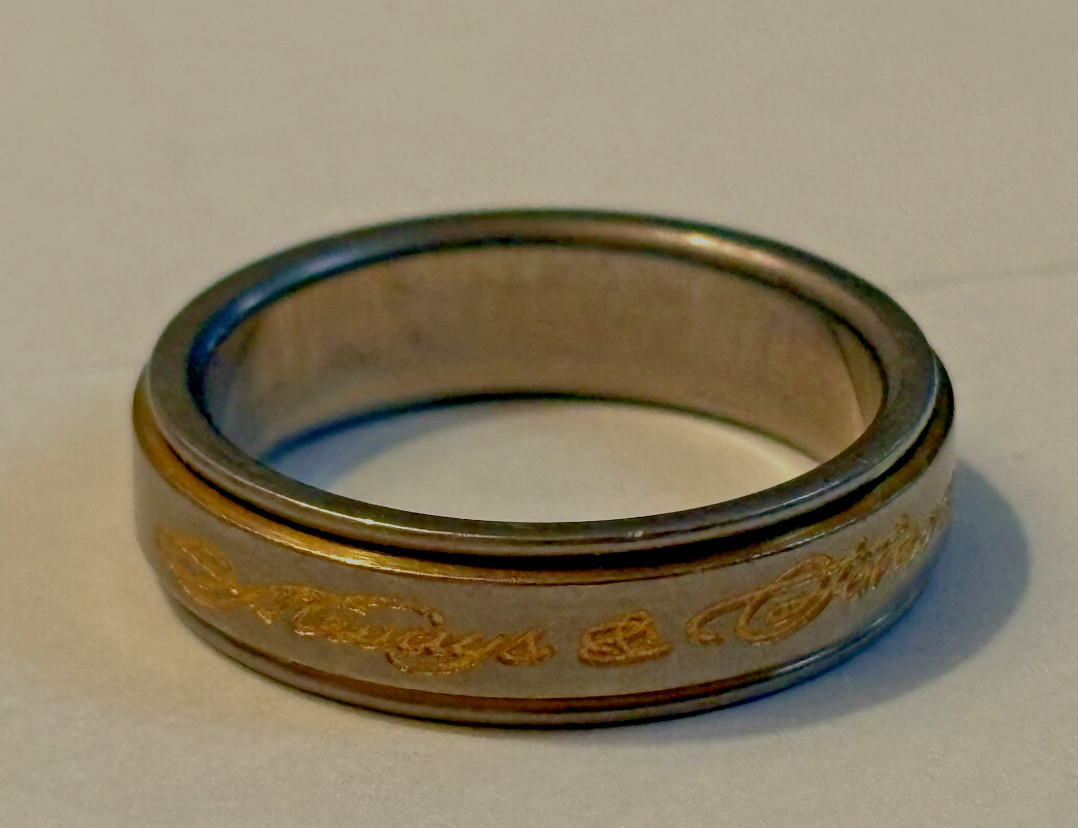 Titanium diamond solitaire spinner engagement wed… - image 8