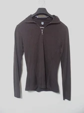 Smartwool Women's Brown Leopard Print 1/4 Zip Pullover Base Layer Top Medium