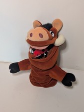 Vintage Disney Store Lion King Pumbaa Plush Hand Puppet Toy Stuffed With Bug B4