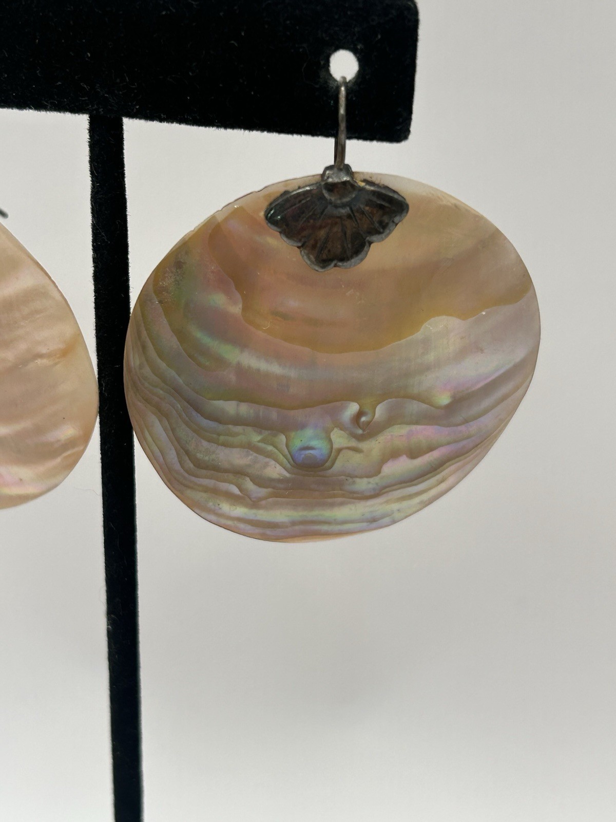 Sterling Silver Abalone Shell Dangle Earrings Vin… - image 5