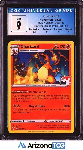 Pokemon 2022 Charizard 025/185 Play Pokemon Stamp Vivid Voltage CGC 9