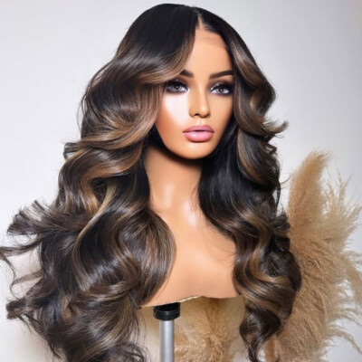 Brown Beauty Waves Full Lace Front Wig Amazon.com : Chocolate Brown 250% Density HD Lace Front Wigs  main image 3