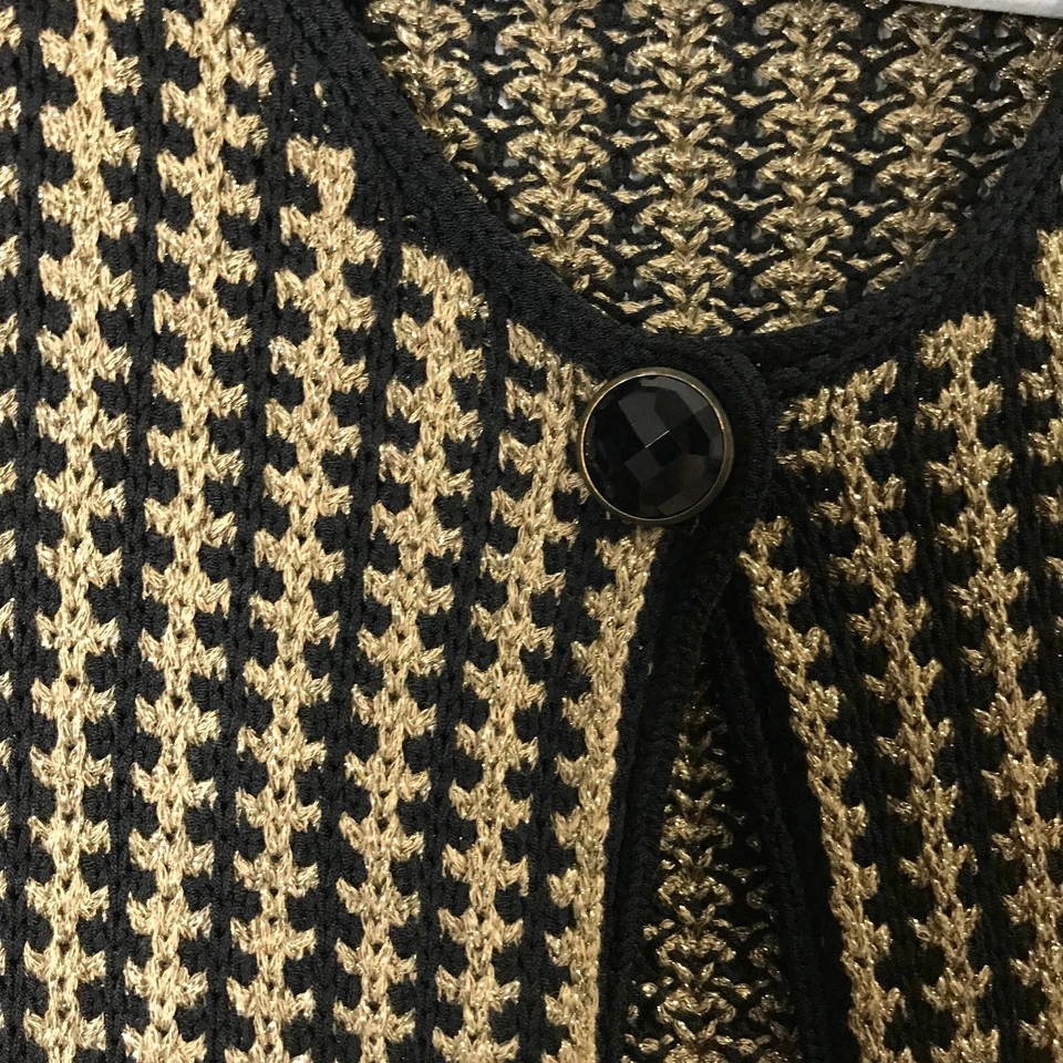 Suéter Cárdigan Jones New York Tejido Metálico Talla PM Pequeño Mediano Dorado Negro Foto 4 de 4