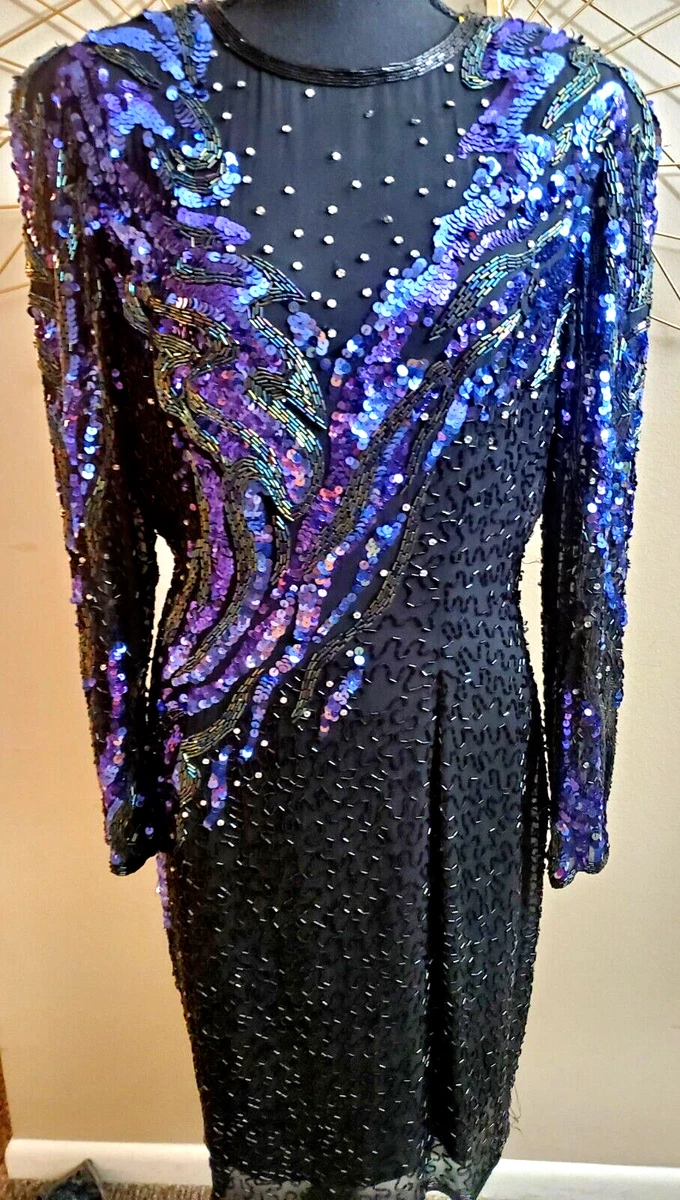 Black and clearance purple sequin dress
