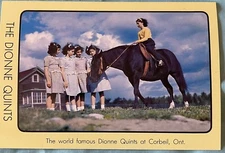 Vintage 1942 Dionne Quintuplets horse post card Quints Canada