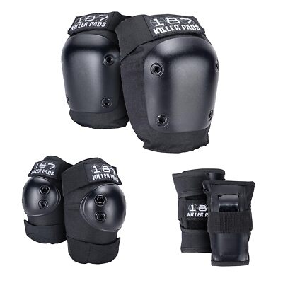 187 Killer Pads Skateboarding Knee Pads, Elbow and Small/Medium, BLACK 
