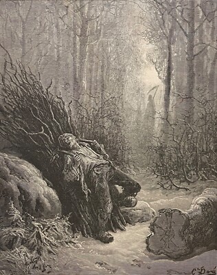 Der Tod Und Der Holzfäller Gustave Doré Xylographie Fabel Von La Fontaine 1868