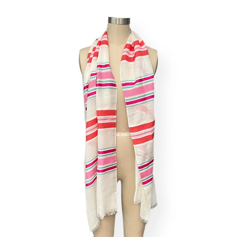 Talbots Lightweight Scarf Shawl Cotton Rayon 17x72 Woven India Pink New with Tag - Image 3 of 4