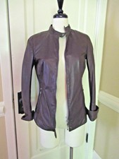 Gimo's Italy Cotton Lined Brown Leather Lightweight Zip Front Jacket Sz 38/42
