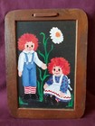 RAGGEDY ANN & ANDY PEWTER FIGURINES AND A SMALL HAND PAINTED CHALKBOARD — photo 2