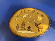 Tree Slice Welcome Sign