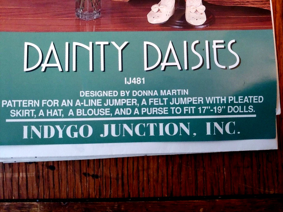 Indygo Junction Dainty Daisies 17"-19" Doll Clothes Pattern IJ481 New Uncut 1997 - Image 4 of 4
