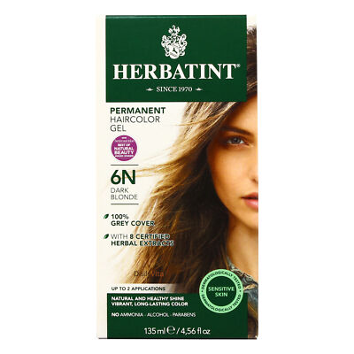Herbatint Permanent Herbal Hair Color Gel 6N Dark Blonde 4.56 Ounce
