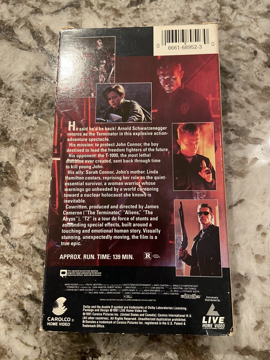 Nice Vintage Terminator 2 Judgement Day Sci-Fi VHS Cassette Tape