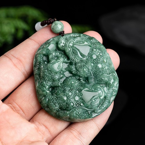 Real Grade A Jade Jadeite Men Women Lucky Double Wealth Coad Pendant - Bild 3 von 15