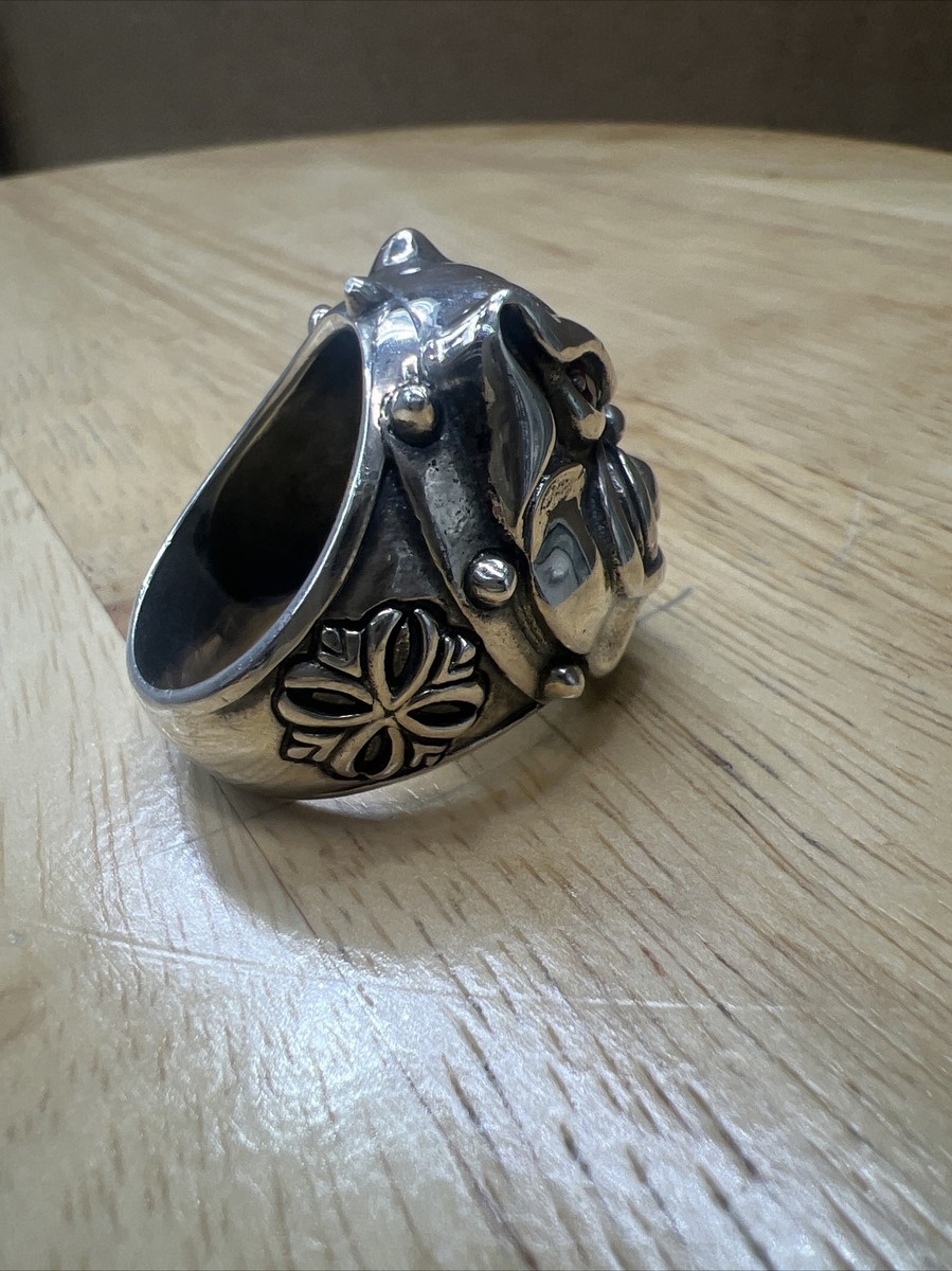 PITBULL DOG RED CZ EYE925 STERLING SILVER BIKER RING SOLID PITBULL DOG RED CZ EYE925 STERLING SILVER BIKER RING SOLID