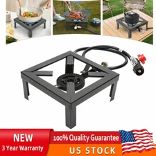 Propane Cooker Burner Stove Gas Outdoor Cooking Camping Stand BBQ Grill + Hose