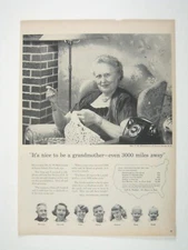 Vintage 1956 Bell Telephone Print Ad Mrs Hellermann Staten Island Grandma Knitti