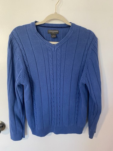Saddlebred Men’s Blue Knit V Neck Sweater - Size Medium Very warm! - Picture 2 of 4