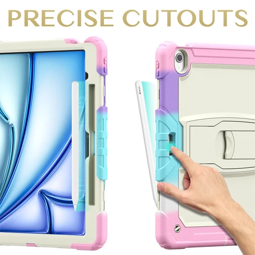 For iPad Pro 13/Air 13 11 inch Heavy Duty Full Body Case Stand Cover with Strap - Picture 5 of 30