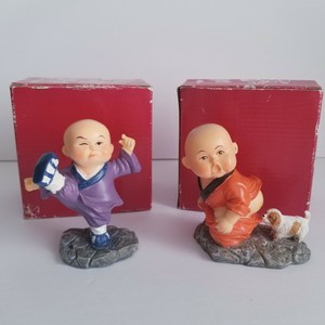 Chinese Asian Figurines Shaolin Kung Fu Monk Set of 2 | eBay