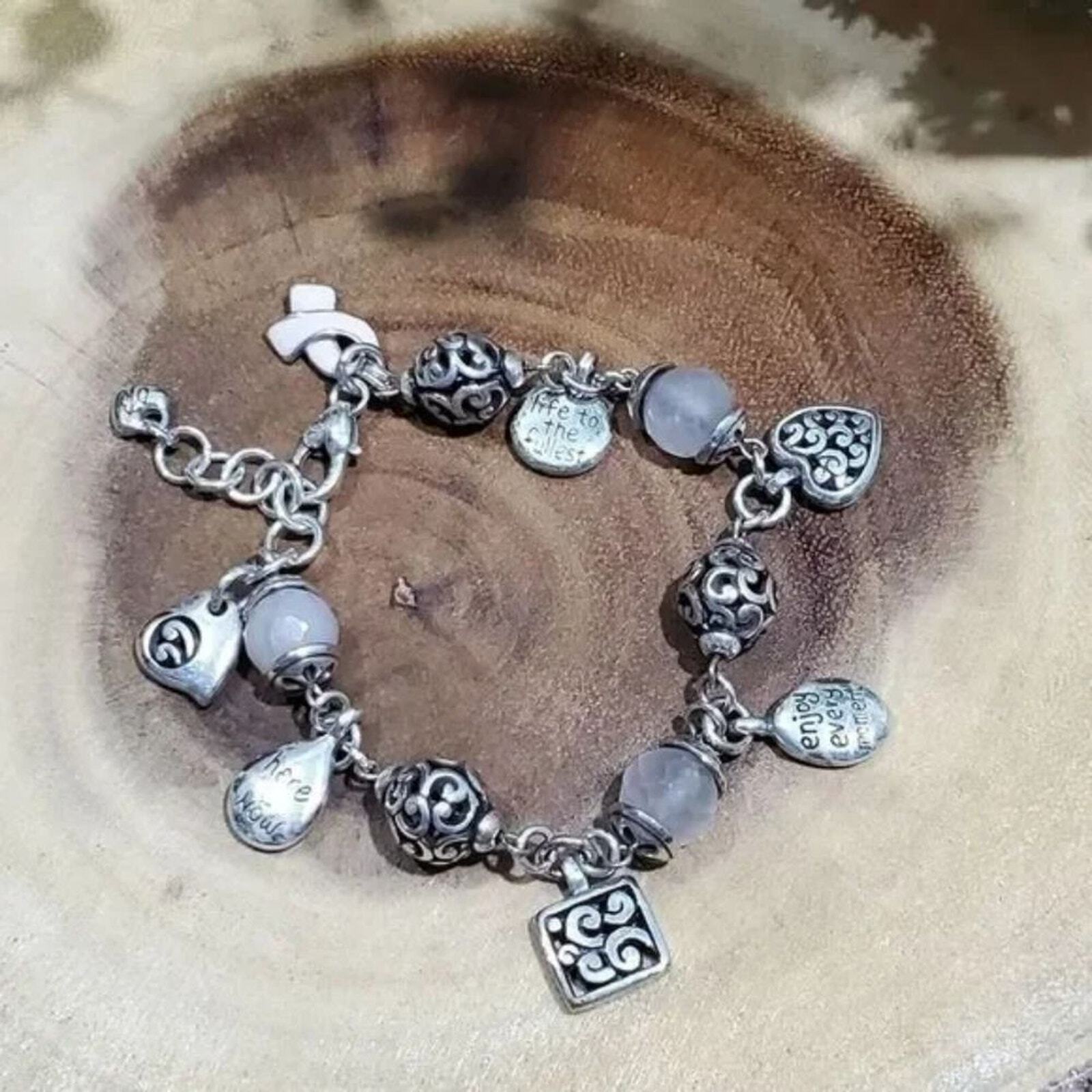 BRIGHTON BREAST cancer charm pink bracelet