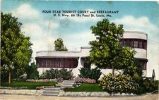 Vintage Postcard- 853N. FOUR STAR TOURIST COURT STL MO. UnPost 1930