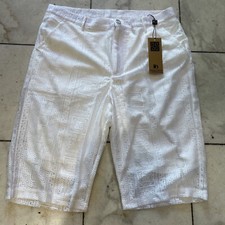 NWT SHR-390 Prestige Mens White Color Designer Greek Key Shorts Size 36