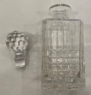 Tiffany Co Crystal Whiskey Plaid Decanter 10” H